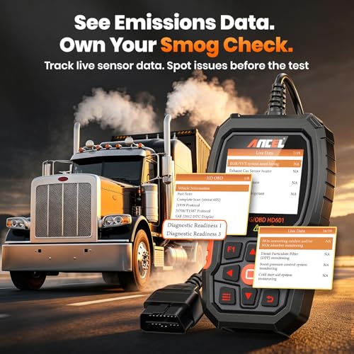ANCEL New HD601 Heavy Duty Truck Scanner, Diesel Full System Diagnostic Scan Tool Fits for Cummins, Detroit, Volvo, Paccar & Caterpillar, 2 in 1 HDOBD & OBD2 Code Reader for Commercial Vehicles & Cars - color: orange