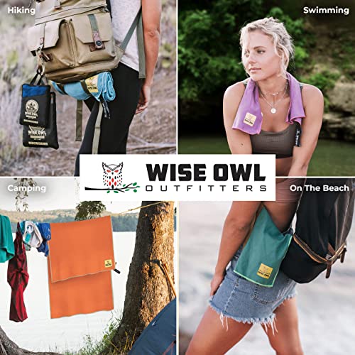 Wise Owl Outfitters Microfiber Camping Towel - Quick Dry Towel for Travel, Backpacking, Hiking, Beach, Gym & Yoga - Compact, Fast Drying & Lightweight - color: Grey, size: X-Large (30x60) + Washcloth (12x24)