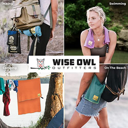 Wise Owl Outfitters Microfiber Camping Towel - Quick Dry Towel for Travel, Backpacking, Hiking, Beach, Gym & Yoga - Compact, Fast Drying & Lightweight - color: Grey, size: X-Large (30x60) + Washcloth (12x24)