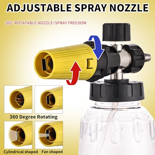 FENG PAI Pressure Washer Foam Cannon Gun Kit with Dual Connector Accessory, Car Wash Foam Gun for Car Washing and Cleaning, 1/4" Quick Connect with 7pcs Nozzles, Dual Adjustable Snow Foam Lance - color: 3IN1 Foamcannon Kits