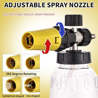 FENG PAI Pressure Washer Foam Cannon Gun Kit with Dual Connector Accessory, Car Wash Foam Gun for Car Washing and Cleaning, 1/4" Quick Connect with 7pcs Nozzles, Dual Adjustable Snow Foam Lance - color: 3IN1 Foamcannon Kits