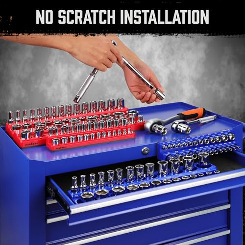 HORUSDY 8-Piece Magnetic Socket Organizer Set, Magnet Socket Holder, 1/4", 3/8", 1/2" Socket Holds 199 Pieces Magnetic Trays. (8-Piece Organizer Set) - style: 8-Piece Magnetic Socket Organizer Set