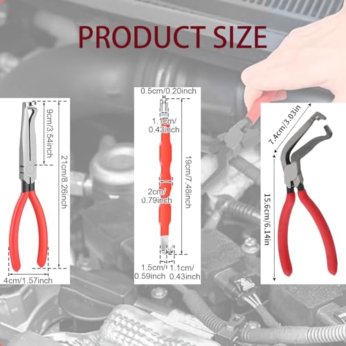 Automotive Electrical Disconnect Pliers Kit | Upgraded High-Carbon Steel, Connector Release Tool Set, Straight & Angled Pliers, Terminal Removal Tool - size: 3SET