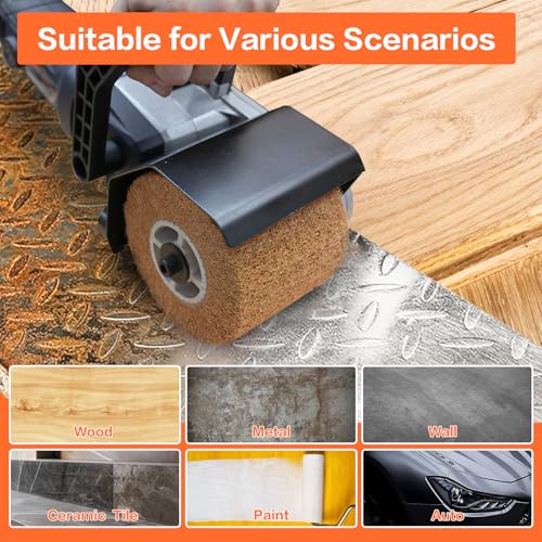MAXXT Burnishing Polishing Machine, 1300w Surface Conditioning Tool, 6 Speed Variable 3200RPM Motor Drum Machine Grinder, Handheld Electric Stainless Steel Polisher With 3 Polishing Wheels - size: R7402