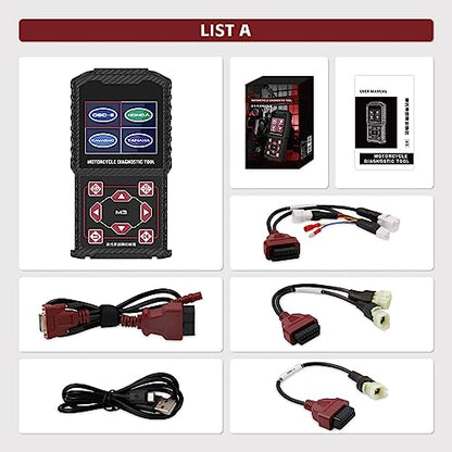Motorcycle System Diagnostic Test Measurement Tools M3-A Motorcycle Fault Code Readers Scan Tools Moto Diagnostic Test Measurement Tools Compatible for Yamaha 2/3/4P,Kawasaki 4-6P,Honda 4P,OBDII 16P - style: M3-A