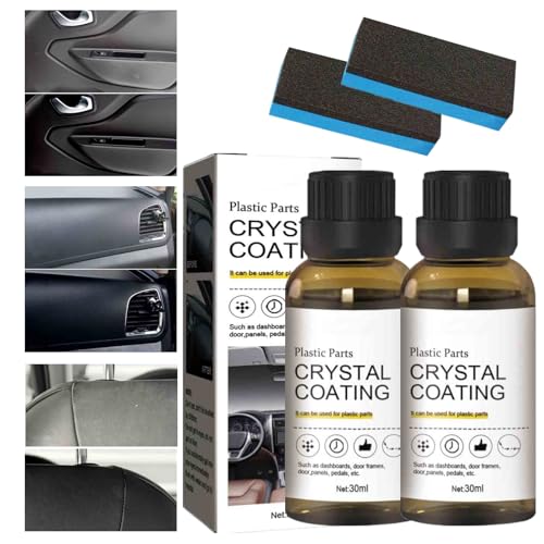 Crystal Coating for Car Plastic Parts, Plastic Restorer Refurbish Agent with Sponge, Automotive Exterior and Interior PlasticParts Scratch Remover, Car Ceramic Coating (2PCS) - color: 2PCS