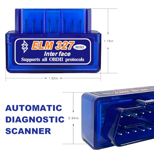 ELM327 OBDII Car Auto Diagnostic Scanner, OBD2 Bluetooth Scan Tool Mini Engine Fault Code Reader, Wireless Interface Adapter Portable Diagnostic Tool for Most OBDII Vehicles