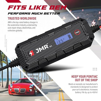 JMR 12V Battery Charger for Pontiac, 12V Cig. Port, No Lithium Mode | Trickle Charger Conditioner Maintainer For G8 G6 Solstice Torrent GTO Grand Prix Montana Vibe G5 G3 All Models - size: No Lithium Mode