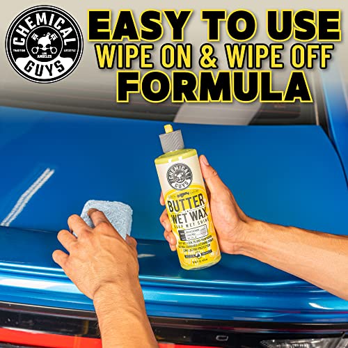 Chemical Guys, Butter Wet Wax, Deep Wet Shine Liquid Car Wax, Banana, 16 oz | Spreadable liquid wax adds a deep wet gloss on any paint color, wipes on and off easily, sweet banana scent