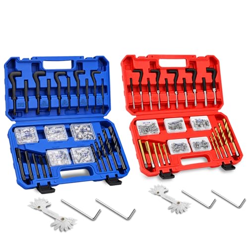 350PC SAE and Metric Thread Repair Kit, Thread Restorer Tool Set with HSS Drill Bits, Taps, Thread Inserts, Installation and Break-Off Tools for Stripped Threads, Automotive Repair and Metalworking - size: 350-Pc SAE & Metric Pro Master Kit