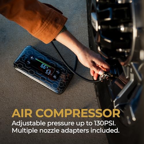 HALO Bolt Air+ 1750 Portable Car Battery Jump Starter | 130 PSI Air Compressor, 59.9Wh USB Power Bank, Large Display, Emergency Floodlight & Charger, Jumps Cars SUVs & Trucks, Inflates Tires — Purple - color: Purple
