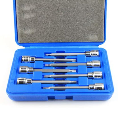 Stark USA 7 Pieces 3/8" Drive Extra Long Torx Star Bit Socket Set, T10-T40, Carrying Case Included - style: 7-Pieces Extra Long Torx Star Bit