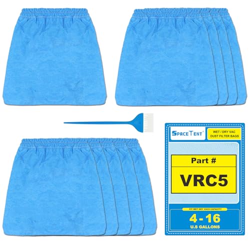 10 Pack VRC5 Cloth Filters for Vacmaster 4 to 16 Gallon Wet/Dry Vacuums | Fit Models#VQ407S VF408 VJ507 VJC507P VBV1210, Also fit Most Shop-Vac 5 to 16 gal Wet/Dry Vacs. Part# VRC51, No Suction Loss - style: 10 Pack