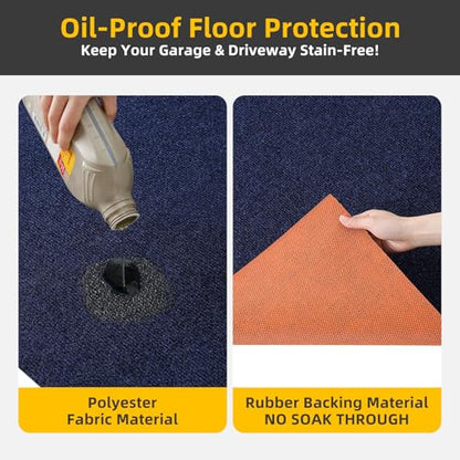 Oil Change Mat 32" x 64", Heavy-Duty Oil Mat for Garage and Driveway, Premium Absorbent Oil Leak and Drip Mat for Under Car, Reusable Washable Spill Pad with Waterproof Slip-Resistant Backing - size: 32"x64"