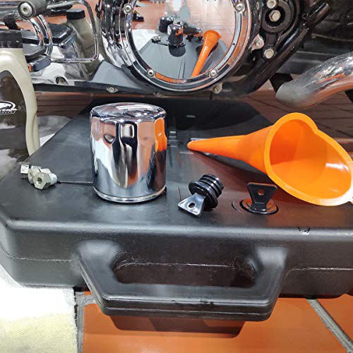 SLMOTO Low Profile Motorcycle Oil Drain Pan Tool Fit for Harley Davidson | Black motorcycle oil drain pan tools fluid garage waste container fits for Harley Softail Dyna Sportster Iron 1200 883 - size: Low Profile Oil Drain Pan for Harley