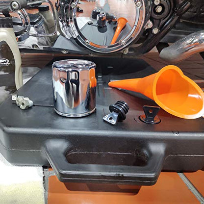 SLMOTO Low Profile Motorcycle Oil Drain Pan Tool Fit for Harley Davidson | Black motorcycle oil drain pan tools fluid garage waste container fits for Harley Softail Dyna Sportster Iron 1200 883 - size: Low Profile Oil Drain Pan for Harley
