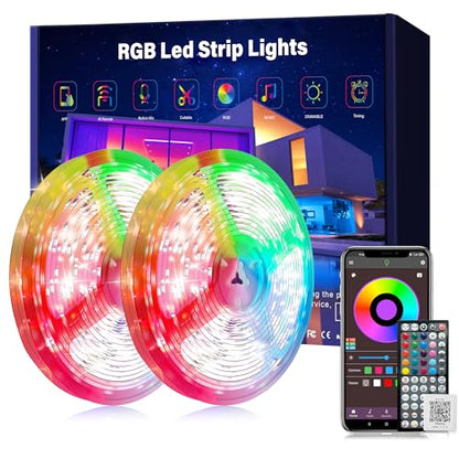 Ledagic 150 ft LED Lights for Bedroom Music Sync RGB LED Strip Lights with APP & Remote Control LED Lights for Room Home Party Christmas Wall Decor (2 Rolls of 75ft) - size: 150ft