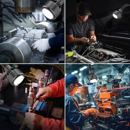 Magnetic Work Light 1320 Lumen 120V Flexible Gooseneck Work Light with Adjustable Focus and Magnetic Base for Lathe CNC MillingDrill Press Sewing Machine Industrial Light
