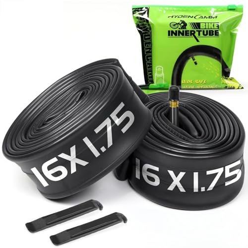 2 Pack Bike Tube 12"/14"/16"/18"/ 20"/ 22"/24"/ 26"/27.5"/28"/29" | 1.75/1.95/2.10/2.125 Bicycle Tube with 2 Tire Levers, 32mm AV Schrader Valve, Butyl Rubber Inner Tube for Kids/Road/MTB Bike - style: 16" X 1.75/2.125 (2pack)