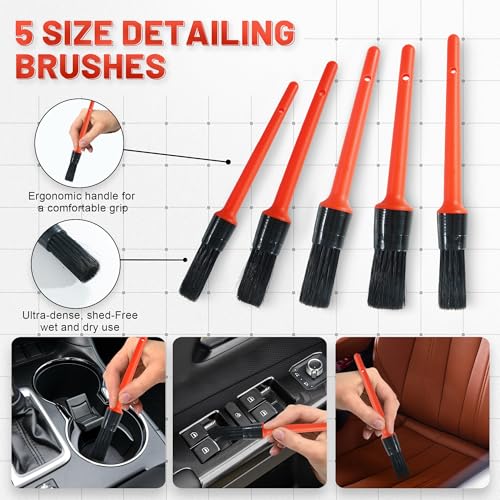 10Pcs Interior Detailing Brush Set | Car Vent & Dashboard Cleaner Kit, Microfiber Towel, Storage Bag - size: 10PCS