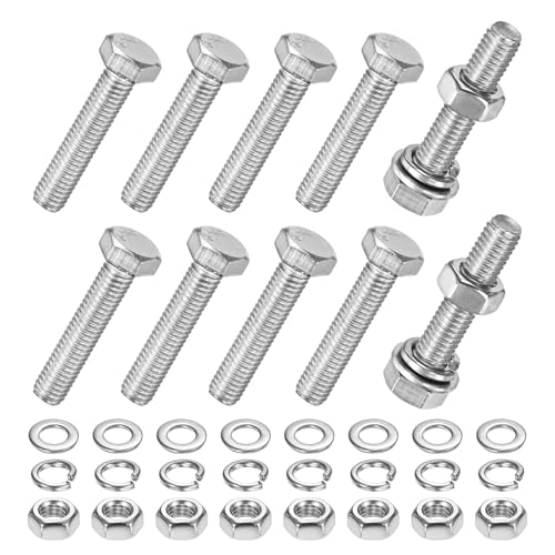 M METERXITY 10-Pack Hex Head Screw Bolt with Nuts Flat & Lock Washers M5x25mm Stainless Steel Bolts and Nuts Kit Fully Threaded Metric Bolt Assortment for Equipment/Machinery - size: M5x25mm