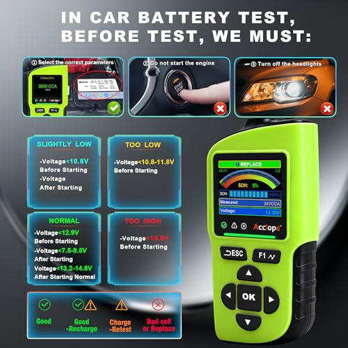 BT90 PRO 2-360Ah Battery Tester with Cloud Printing, 30-3800 CCA, 6V/12V/24V Digital Analyzer, SOH/SOC/Volt/Res/Cranking&Charging Test, Real‑Time Ambient Temp, AGM/EFB/Gel/Li - color: GREEN