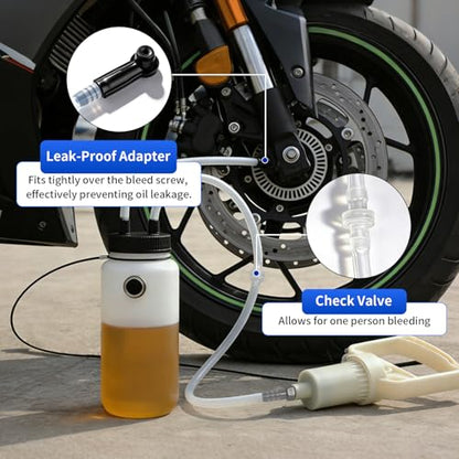 MR CARTOOL Brake Bleeder Kit Universal One Person 1L Brake Bleeder Bottle with Magnet Mount and Oil Suction Hose 66cm for Motorcycle