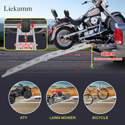 LIEKUMM 83" ATV Ramps 2-Pack, 960 lbs Capacity Folding Loading Ramps for Pickup Trucks, Heavy Duty Truck Ramps for Trailer, Lawn Mower (Silver) - size: 83"L(Silver/2PCS)