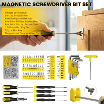 Enventor Home Tool Kit, 220 Piece Hand Tool Kit with Toolbox Storage Case, Basic Household Auto Repair Tool Set for Home Repairs Men Women DIY, Auto Maintenance, General Use, Household Repair Tools - size: Large tool set-220PCS