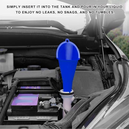 2 PCS Oil Funnel, Plastic Long Neck Multi-Purpose Spill Saver Funnel, Engine Oil Funnels for Filling Oils Gas Water Diesel Fuel Lubricants for Car Motorcycle ATV Boat (Blue) - color: Blue-2PCS