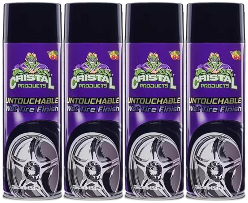 Cristal Products Untouchable TireShine Spray Spray 4PK – Long-Lasting Wet Tire Finish for Deep Gloss & Protection – Waterproof, No-Sling Formula, Easy Application Tire Shine & Cleaner (52 oz Total) - size: 13oz-4PK