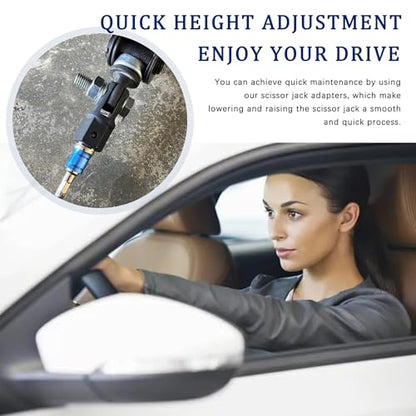 Car Scissor Jack Adapter Driven by 1/2" Impact Drills/Ratchet or Impact 13/16" Lug Wrench,Labor-Saving Car Scissor Jacks Drill Adapter for Scissors Jack,Sturdy Cars Jacks Adapters
