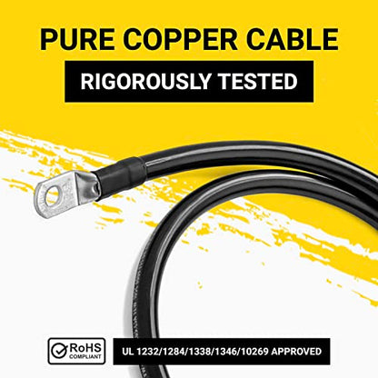 Spartan Power Black 12 Foot, Battery Cable, Negative Only 3/8" M10 Made in USA - color: 1/0 AWG-BLACK-3/8", size: 12-FT