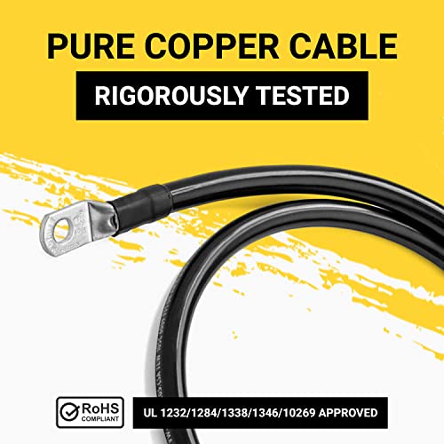 Spartan Power Black 20 Foot, Battery Cable, Negative Only 3/8" M10 Made in USA - color: 1/0 AWG-BLACK-3/8", size: 20-FT