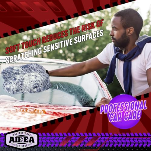 AIDEA Car Wash Mitt Microfiber, 1PK Wheel Cleaner Mitts, 7.12''X10.14'' | Scratch Free Lint-Free, Extra Plush Premium Microfiber Mitt Car Wash Brush, Regular Size - color: Dark Blue, size: 1PK-7.12''X10.14''