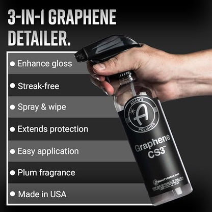 Adam’s Graphene CS3 Gallon - 3-in-1 Graphene Waterless Wash, Ceramic Detail Spray & Spray Coating, High Gloss, Streak-Free Shine & 90-Day Protection for Cars, RVs, Boats & Motorcycles - size: 128 Fl Oz (Pack of 1)