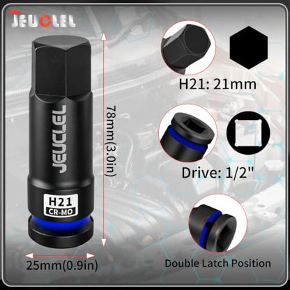 21mm Hex Impact Bit Socket, H21 1/2" Drive Allen Socket, Cr-Mo | 3-Inch, Lengthen Hex Screwdriver Adapter for Electric Ratchet Wrenches Fastening Screws, Socket Wrench, Head Drill - size: 1PC | H21 21MM