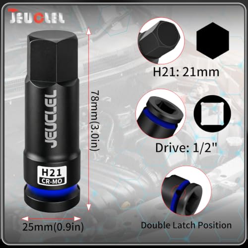 21mm Hex Impact Bit Socket, H21 1/2" Drive Allen Socket, Cr-Mo | 3-Inch, Lengthen Hex Screwdriver Adapter for Electric Ratchet Wrenches Fastening Screws, Socket Wrench, Head Drill - size: 1PC | H21 21MM