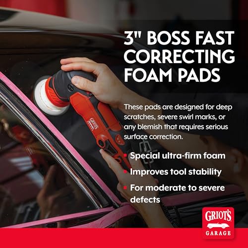 Griot's Garage BOSS 3" Fast Correcting Foam Pads for Car Polishing and Detailing, Buffing Pads for Moderate to Severe Scratch Removal, Set of 3 - size: 3 Inch Pads (Set of 3)