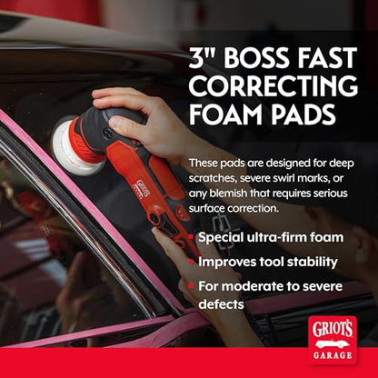 Griot's Garage BOSS 3" Fast Correcting Foam Pads for Car Polishing and Detailing, Buffing Pads for Moderate to Severe Scratch Removal, Set of 3 - size: 3 Inch Pads (Set of 3)