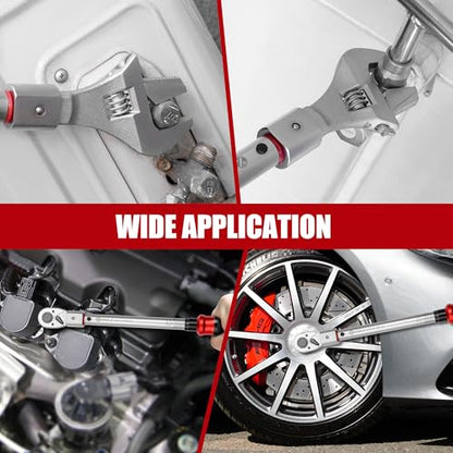 Adjustable Open End Torque Wrench 1/2" Drive-10-170 Ft-Lb for HVAC | 40MM 1/2 Inch Pound Torque Wrench(13.6-230.5Nm), Interchangeable Jaw&Ratchet Head for Car, Moto, Narrow Pipeline - size: 1/2" 10-170FT.LB, style: Click
