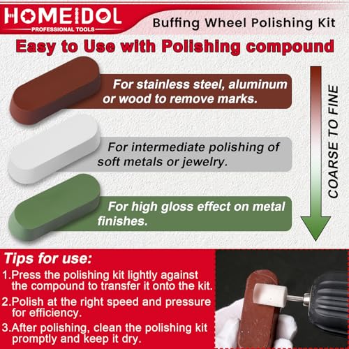 78PCS Buffing Wheel for Dremel Polishing Kit, HOMEIDOL 1/8" Shank Polishing Buffing Wheel for Dremel Tool Accessories with Buffing Compound, Abrasive Wheel Buffing Polishing Wire Brush Polishing Bits
