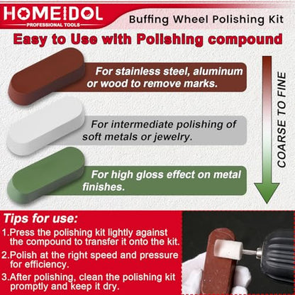 78PCS Buffing Wheel for Dremel Polishing Kit, HOMEIDOL 1/8" Shank Polishing Buffing Wheel for Dremel Tool Accessories with Buffing Compound, Abrasive Wheel Buffing Polishing Wire Brush Polishing Bits