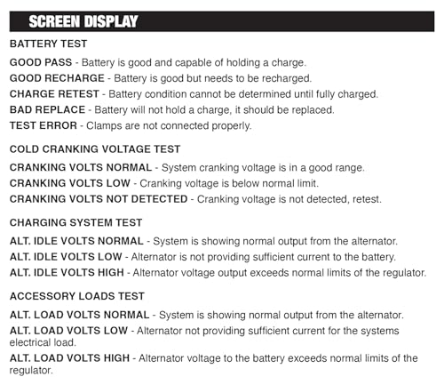 Performance Tool Digital W2999 12V Car Battery Tester, 100-2000 CCA Load Tester Automotive Alternator Tester Digital Auto Battery Analyzer Charging Cranking System Tester