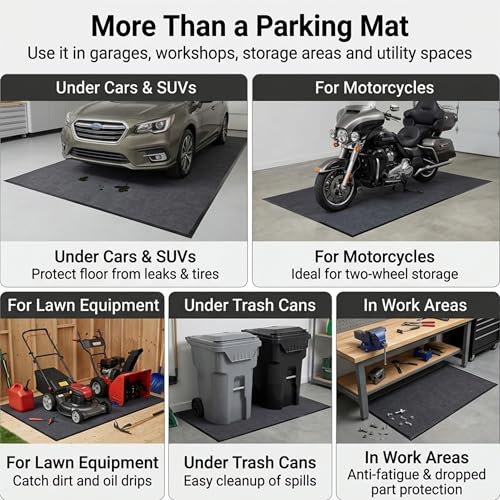 Garage Floor Mat, 7.4'x17' - Absorbent, Waterproof, Durable, Reusable, Washable, Non-Slip, Anti-Leak, Easy to Clean, Cuttable, Charcoal - Protects Garage/Driveway Surfaces from Oil Spills - size: 7'5" x 17' (Rectangular)