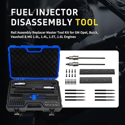 EN-51146 Fuel Injector Disassembly Tool Rail Assembly Replacer Master Kit Compatible with GM Opel, Buick, Vauxhall & MG 1.0L, 1.4L, 1.5T, 1.6L Engines, OEM EN-51146 EN-51146-100 EN-51146-150