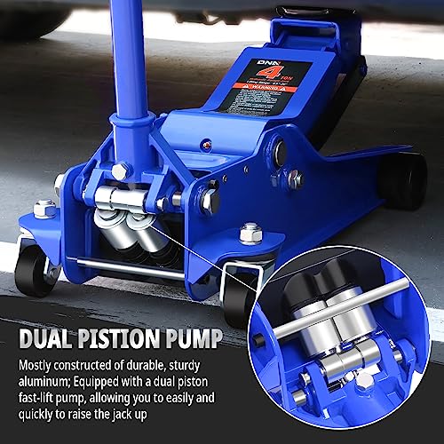 DNA Motoring Low Profile Hydraulic Trolley Service/Floor Jack, 4 Ton (8000 lbs) Capacity, Lifting Range 4.5"-20",Blue,TOOLS-00308 - color: Blue, style: 4 ton
