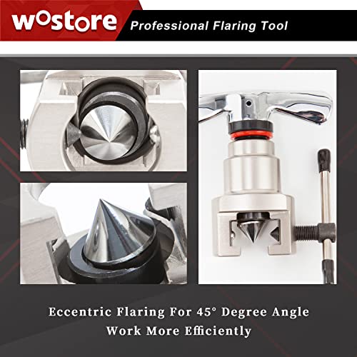 Wostore Flaring Tools Set 2 Flaring Bar for 15 Dies Sizes Eccentric Cone Refrigeration HVAC with Tube Cutter and Reamer - size: 15 Sizes Flare Tool