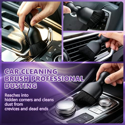 Windshield Cleaning Tool, 13PCS Car Detailing Kit Interior Cleaner, Car Window Cleaner with Extendable Handle, Car Interior Cleaning Kit with Detailing Brushes for Women Men (Purple) - color: purple
