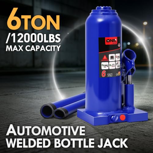 DNA Motoring 6 Tons / 12000 lbs Lifting Automotive Welded Hydraulic Bottle Jack for Car SUV Pickup Truck, Auto Repair, with Manual Handle & Carrying Storage Case, Blue - color: blue, style: 6 ton